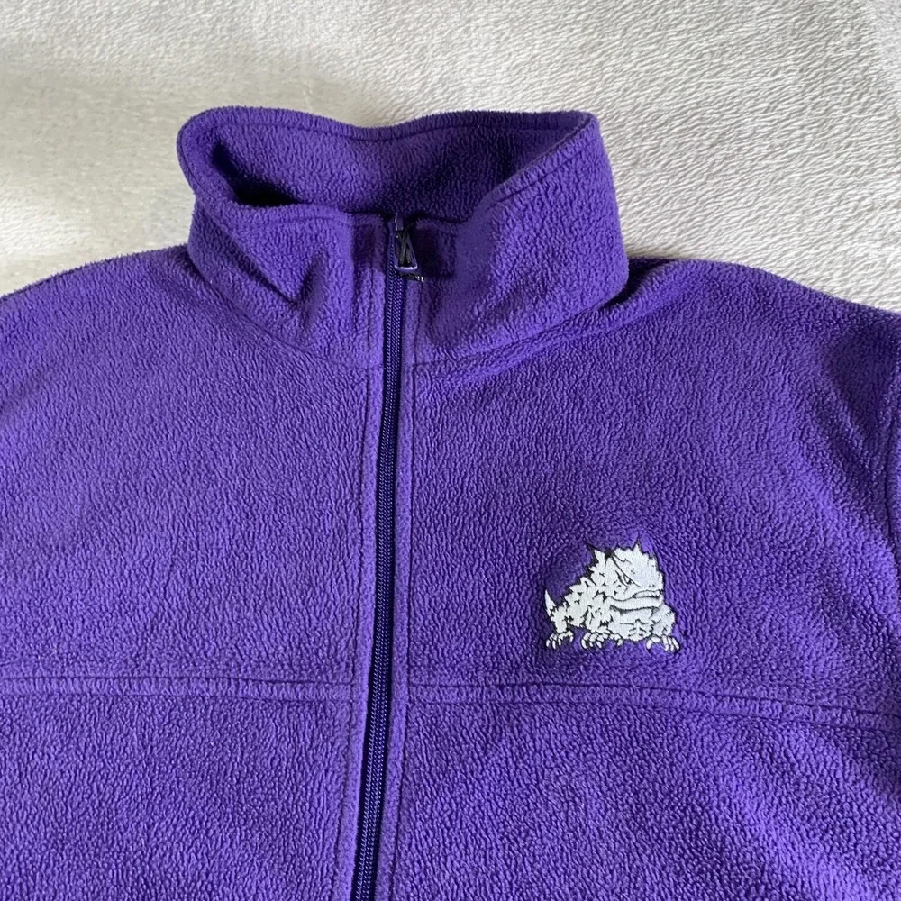 TCU Horned Frogs Jacket Mens Large Purple NCAA Football Columbia Full Zip Fleece
